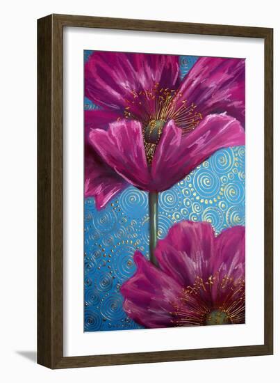 Pink Poppies on Blue-Cherie Roe Dirksen-Framed Giclee Print