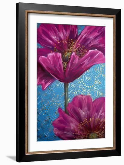 Pink Poppies on Blue-Cherie Roe Dirksen-Framed Giclee Print