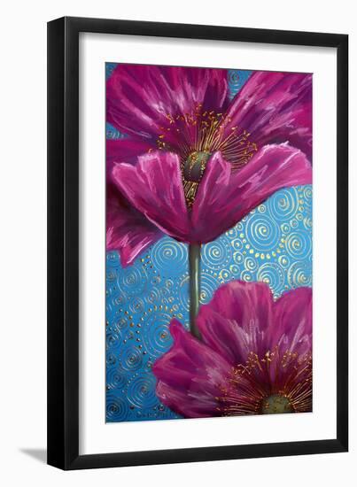 Pink Poppies on Blue-Cherie Roe Dirksen-Framed Giclee Print