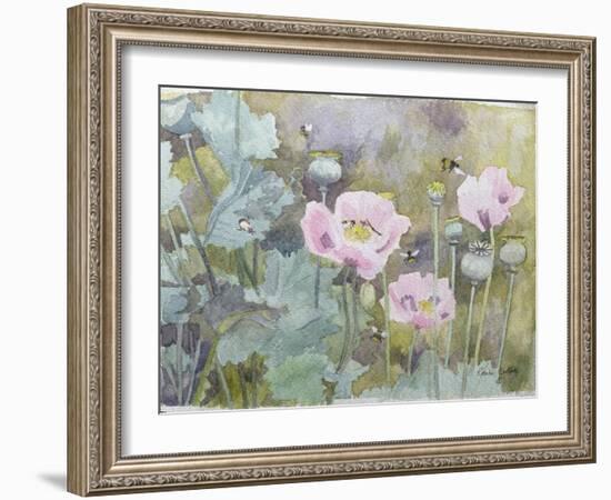Pink Poppies with Bees-Rosalie Bullock-Framed Giclee Print