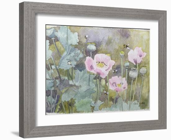 Pink Poppies with Bees-Rosalie Bullock-Framed Giclee Print