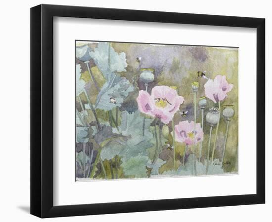 Pink Poppies with Bees-Rosalie Bullock-Framed Giclee Print