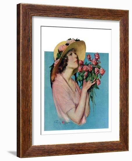 "Pink Rose Bouquet,"June 18, 1927-Penrhyn Stanlaws-Framed Giclee Print