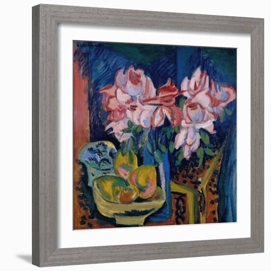 Pink Roses, 1918-Ernst Ludwig Kirchner-Framed Giclee Print