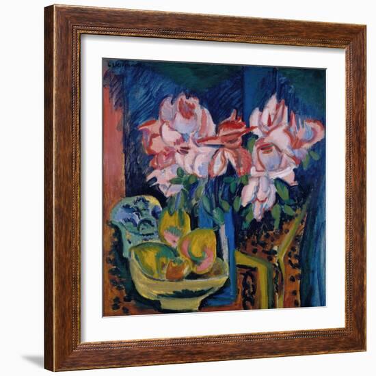 Pink Roses, 1918-Ernst Ludwig Kirchner-Framed Giclee Print