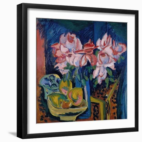 Pink Roses, 1918-Ernst Ludwig Kirchner-Framed Giclee Print