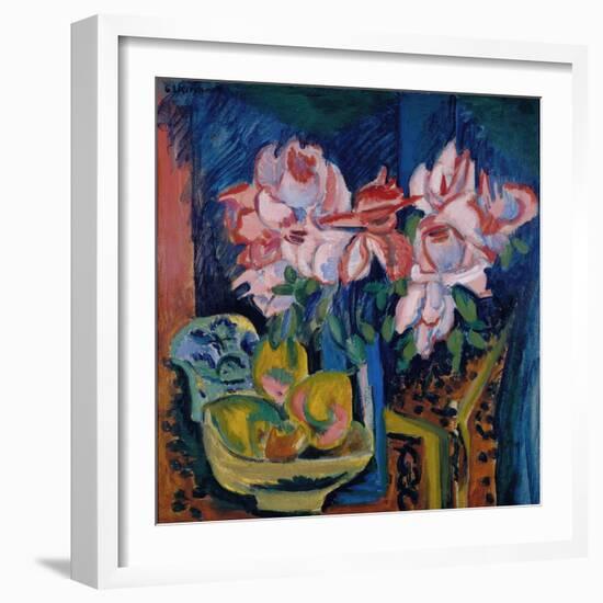 Pink Roses, 1918-Ernst Ludwig Kirchner-Framed Giclee Print