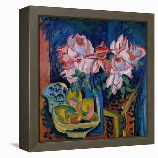 Pink Roses, 1918-Ernst Ludwig Kirchner-Framed Premier Image Canvas