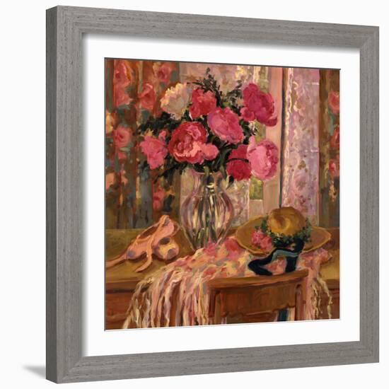 Pink Roses and Ballet Shoes-Allayn Stevens-Framed Art Print