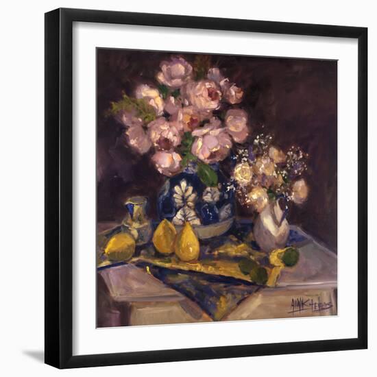 Pink Roses and Pears-Allayn Stevens-Framed Art Print
