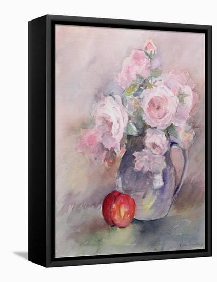 Pink Roses in a Blue Jug, 1994-Karen Armitage-Framed Premier Image Canvas