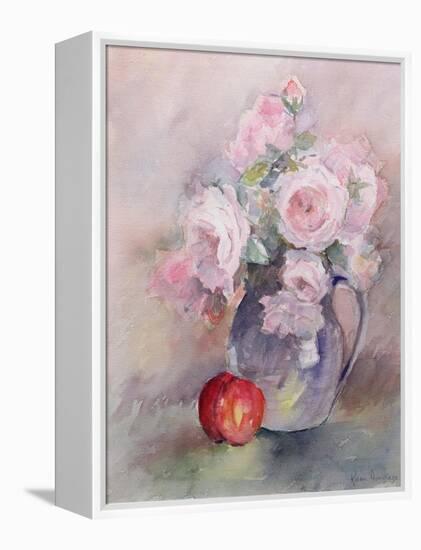 Pink Roses in a Blue Jug, 1994-Karen Armitage-Framed Premier Image Canvas