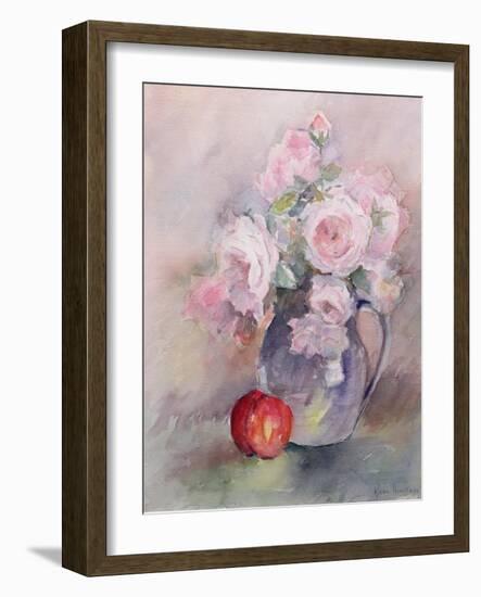 Pink Roses in a Blue Jug, 1994-Karen Armitage-Framed Giclee Print