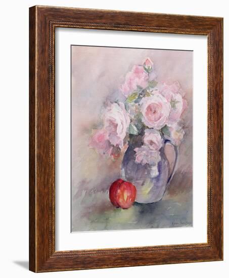 Pink Roses in a Blue Jug, 1994-Karen Armitage-Framed Giclee Print