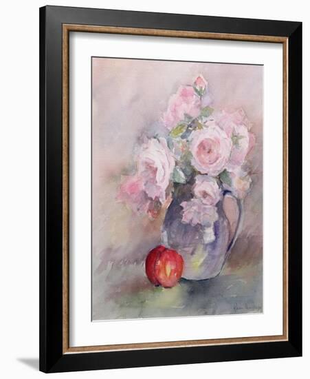 Pink Roses in a Blue Jug, 1994-Karen Armitage-Framed Giclee Print