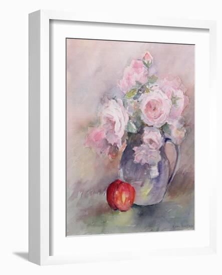 Pink Roses in a Blue Jug, 1994-Karen Armitage-Framed Giclee Print