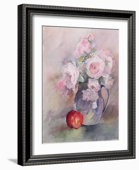 Pink Roses in a Blue Jug, 1994-Karen Armitage-Framed Giclee Print