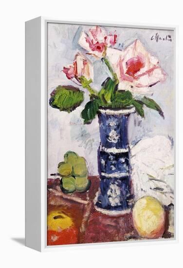 Pink Roses in a Chinese Blue and White Gu-Shaped Vase-George Leslie Hunter-Framed Premier Image Canvas