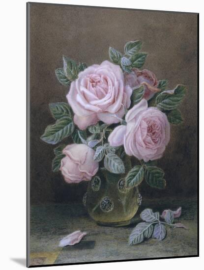 Pink Roses in a Glass Vase-William B. Hough-Mounted Giclee Print