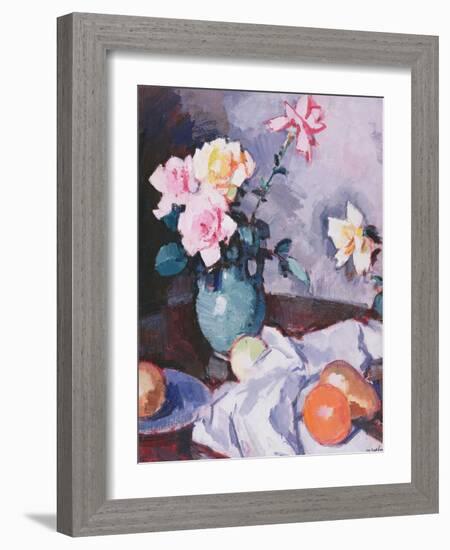 Pink Roses in a Green Jug, C.1926-Samuel John Peploe-Framed Giclee Print