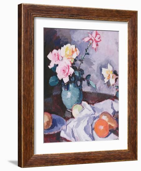 Pink Roses in a Green Jug, C.1926-Samuel John Peploe-Framed Giclee Print