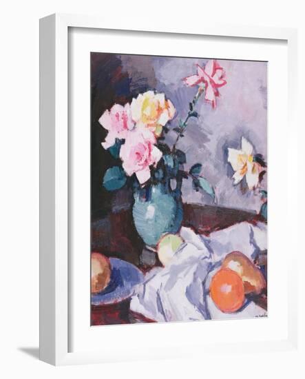 Pink Roses in a Green Jug, C.1926-Samuel John Peploe-Framed Giclee Print