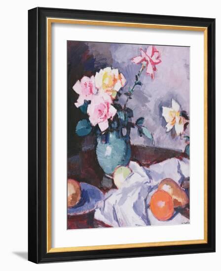 Pink Roses in a Green Jug, C.1926-Samuel John Peploe-Framed Giclee Print