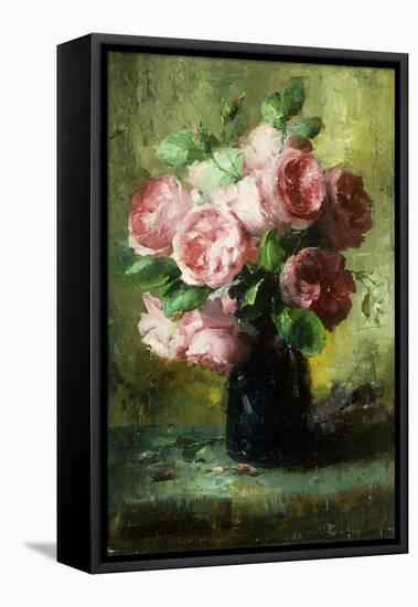 Pink Roses in a Vase-Frans Mortelmans-Framed Premier Image Canvas