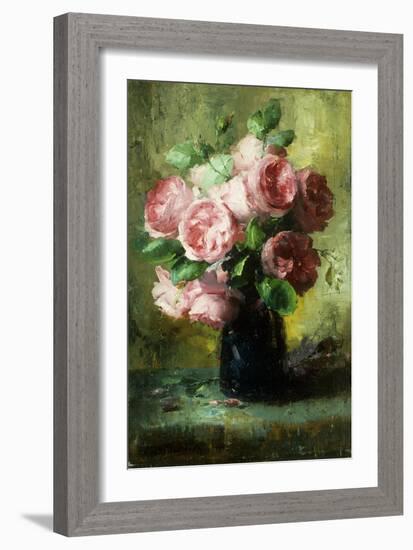 Pink Roses in a Vase-Frans Mortelmans-Framed Giclee Print