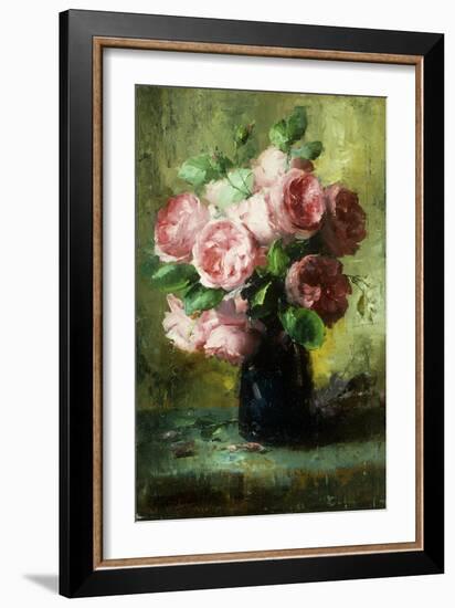 Pink Roses in a Vase-Frans Mortelmans-Framed Giclee Print