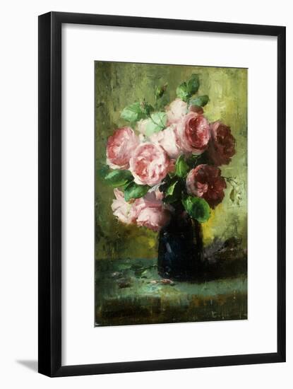 Pink Roses in a Vase-Frans Mortelmans-Framed Giclee Print