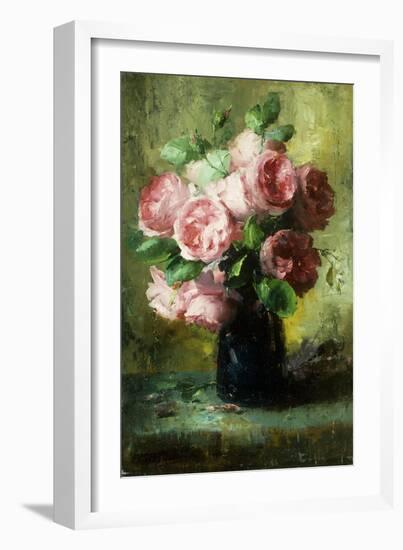 Pink Roses in a Vase-Frans Mortelmans-Framed Giclee Print