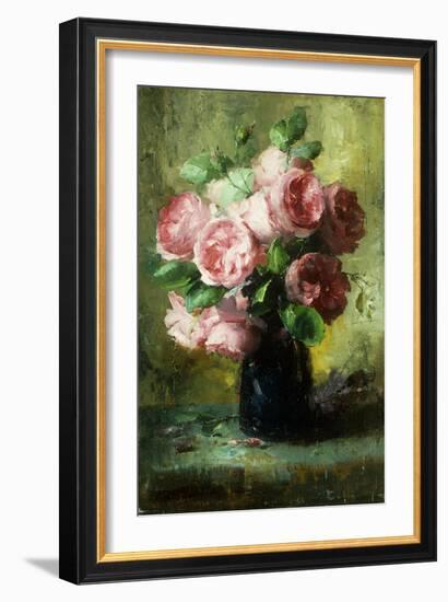 Pink Roses in a Vase-Frans Mortelmans-Framed Giclee Print