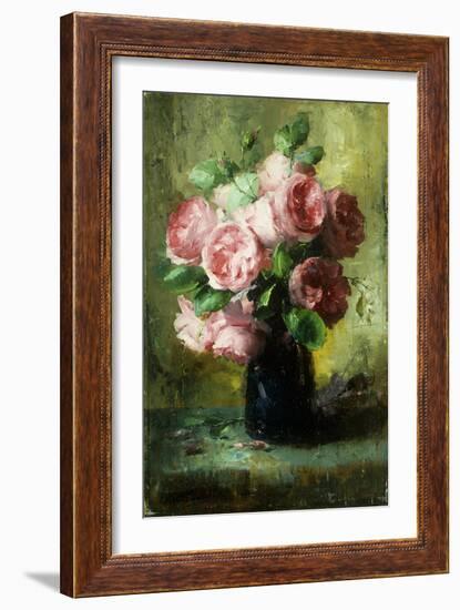 Pink Roses in a Vase-Frans Mortelmans-Framed Giclee Print