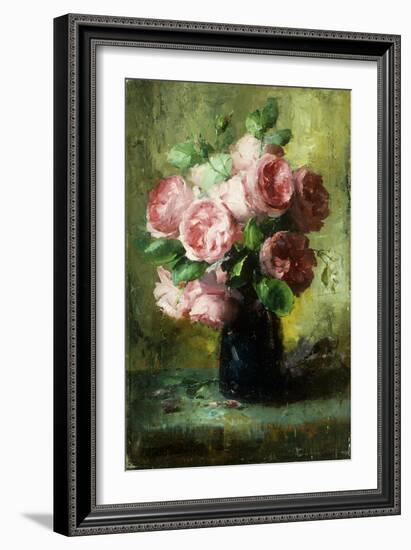 Pink Roses in a Vase-Frans Mortelmans-Framed Giclee Print
