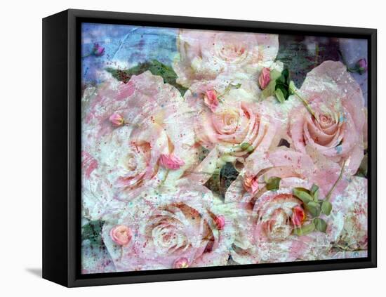 Pink Roses over Pink Rose Blossoms with Texture-Alaya Gadeh-Framed Premier Image Canvas