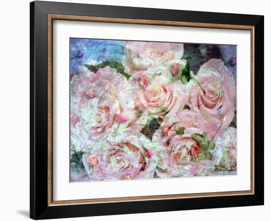 Pink Roses over Pink Rose Blossoms with Texture-Alaya Gadeh-Framed Photographic Print