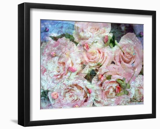 Pink Roses over Pink Rose Blossoms with Texture-Alaya Gadeh-Framed Photographic Print