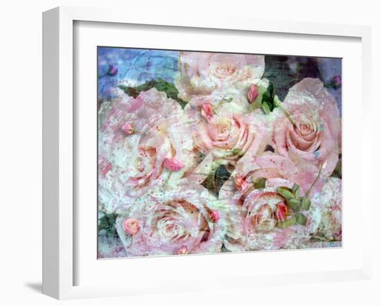Pink Roses over Pink Rose Blossoms with Texture-Alaya Gadeh-Framed Photographic Print