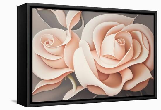 Pink Roses-Lea Faucher-Framed Stretched Canvas