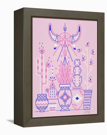 Pink Santa Fe Garden-Cat Coquillette-Framed Stretched Canvas