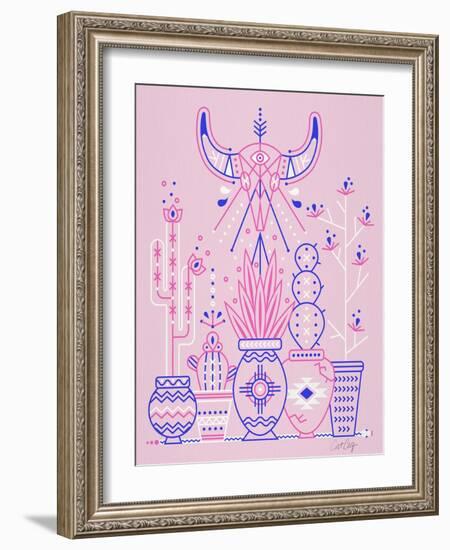 Pink Santa Fe Garden-Cat Coquillette-Framed Art Print