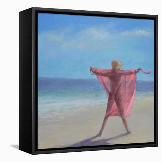 Pink Sari on the Beach-Lincoln Seligman-Framed Premier Image Canvas