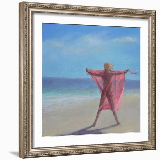 Pink Sari on the Beach-Lincoln Seligman-Framed Giclee Print