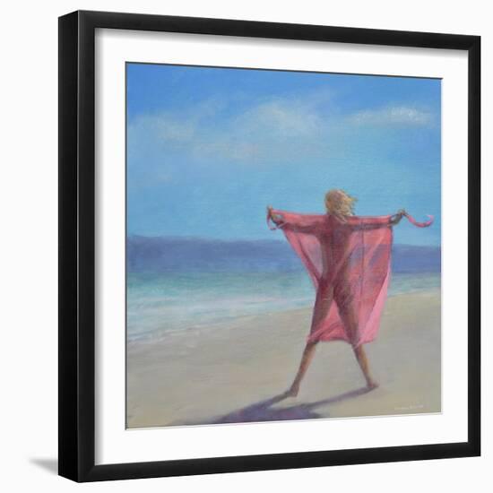 Pink Sari on the Beach-Lincoln Seligman-Framed Giclee Print