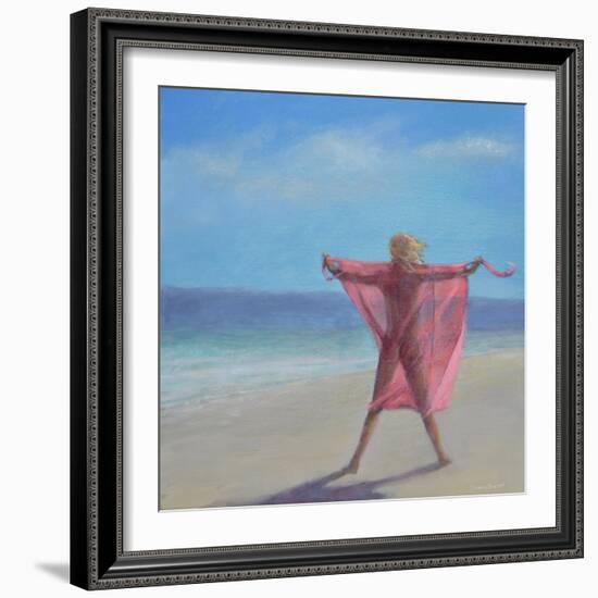 Pink Sari on the Beach-Lincoln Seligman-Framed Giclee Print