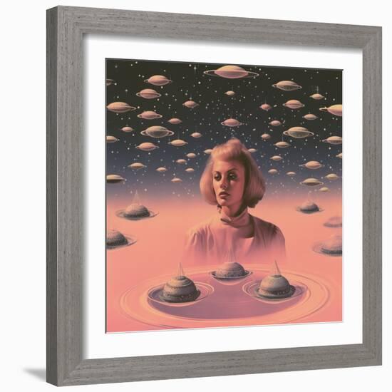 Pink Space Barbie Collage Art-Samantha Hearn-Framed Giclee Print