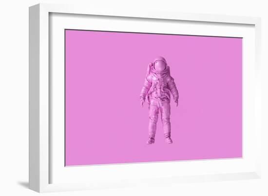 Pink Spaceman Astronaut Cosmonaut-Paul Campbell-Framed Art Print