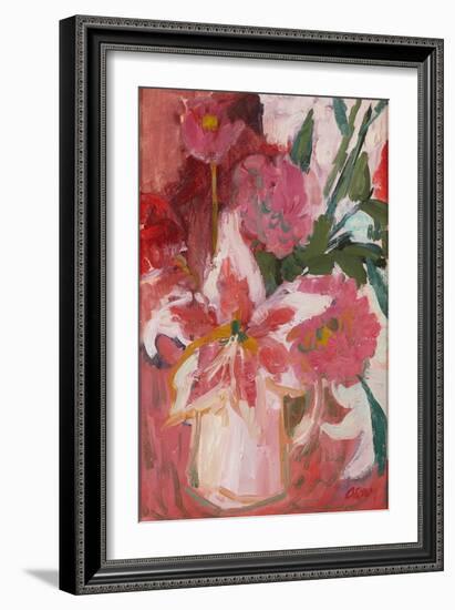 Pink Still-Life ( Oil on Board)-Ann Oram-Framed Giclee Print