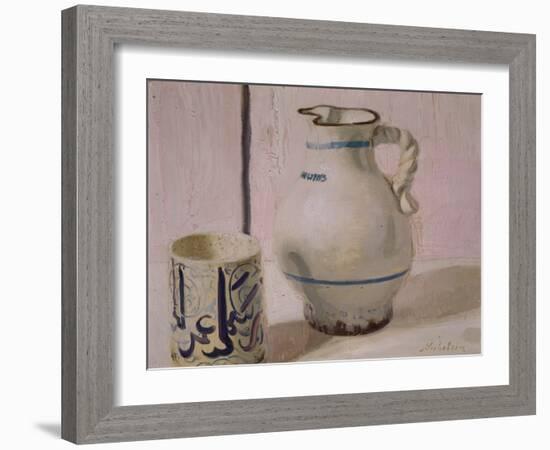 Pink Still Life with Jug (Oil on Canvas)-William Nicholson-Framed Giclee Print